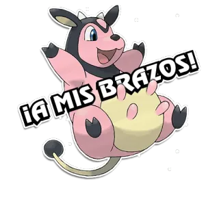 👨‍❤️‍💋‍👨 Miltank Pokémon ¡A MIS BRAZOS! Miltank, Pokémon, Cartoon, Tier, Lustig, Süß, Kuh whatsapp sticker