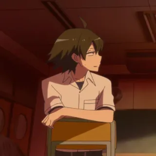 🕸 Anime, Menino, Estudante, Sala de aula, Sentado telegram sticker