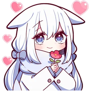 🌷 Аниме, Милый, Каваий, Девушка, Сердечки, Цветок telegram sticker