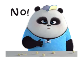 😒 NO! Panda, Dibujos animados, No, Triste, Palomitas, Lindo whatsapp sticker