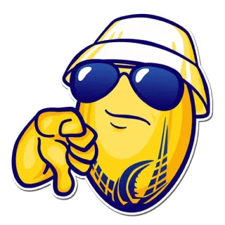 👎 Jempol ke bawah, Emoji, Tidak suka, Keren, Kacamata hitam, Topi, Kartun telegram sticker