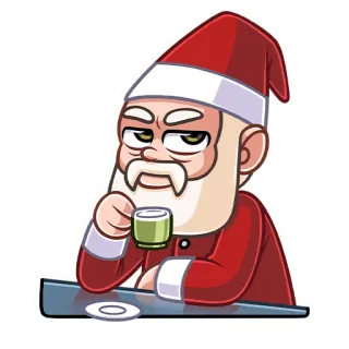 ☕️ Santa Claus babbo natale, natale, vacanze, bere tè, babbo natale cattivo, scontroso whatsapp sticker