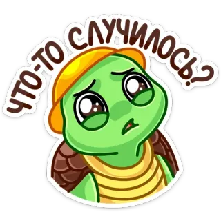 🥺 ЧТО-ТО СЛУЧИЛОСЬ? turtle, cartoon, sad, question, russian, sticker whatsapp sticker