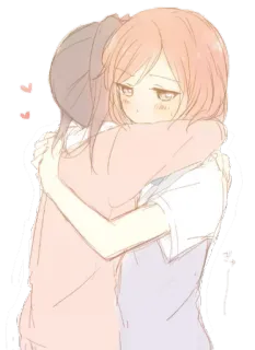 ❤ abrazo, anime, amistad, afecto, lindo, dibujos animados telegram sticker