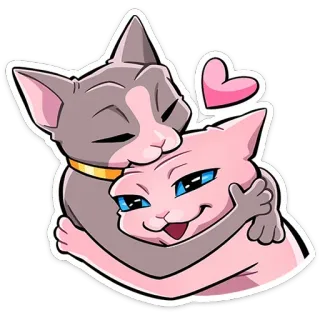 🤗 แมว, ความรัก, น่ารัก, กอด, สัตว์, สัตว์เลี้ยง, ลูกแมว telegram sticker