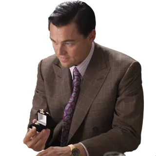 🌷 Jordan Belfort The Wolf of Wall Street леонардо ди каприо, костюм, кольцо, обручальное кольцо, волк с уолл-стрит telegram sticker