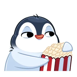 🍿 Pinguin, Popcorn, Schauen, Niedlich, Cartoon, Unterhaltung, Lustig telegram sticker