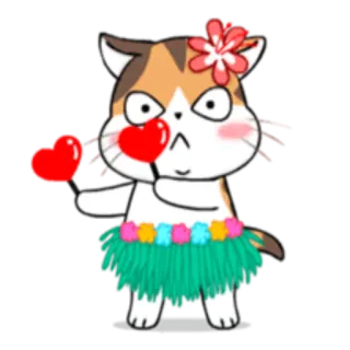 💃 кот, мультфильм, сердце, цветок, милый, животное, стикер telegram sticker