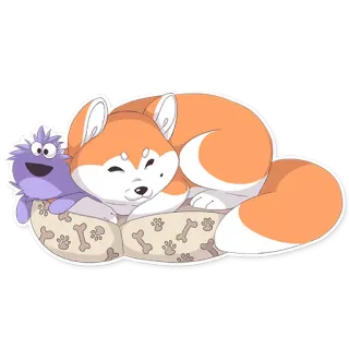 😴 dog, sleepy, cute, cartoon, animal, pet, toy telegram sticker