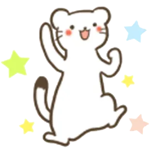 🙌 猫, 动物, 可爱, 卡通, 卡哇伊, 贴纸, 星星, 快乐 telegram sticker
