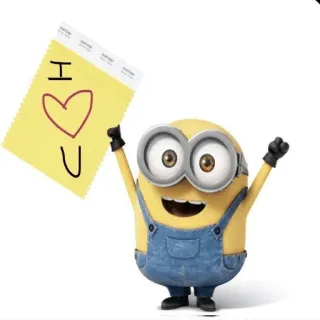 💗 Minion Despicable Me I ❤️ U Minion, Herz, Liebe, Cartoon, Gruß, Gelb telegram sticker