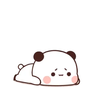 😕 Панда, Милый, Лежачий, Грустный, Мультяшный, Животное, Каваий telegram sticker
