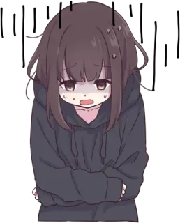 😓 Anime, Menina, assustada, ansiosa, fofa, desenho animado whatsapp sticker