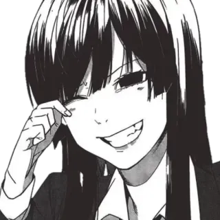 😂 Anime, Manga, Chica, Personaje, Sonriendo, Blanco y negro telegram sticker