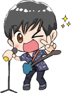 🎤 penyanyi, gitar, mikrofon, kawaii, chibi, musik telegram sticker