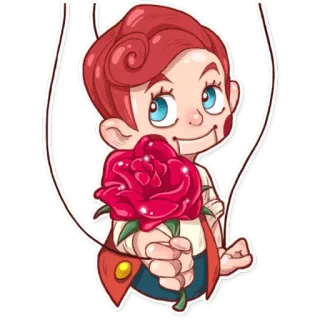 🌹 character, rose, cartoon, red hair telegram sticker