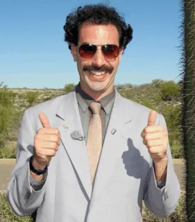 👍 Borat Borat, Sacha Baron Cohen, thumbs up, comedy telegram sticker
