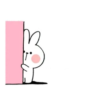 👀 lapin, lapinou, mignon, dessin animé, animal, regardant, blanc, rose whatsapp sticker