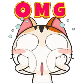 😨 OMG แมว, ว้าย, ประหลาดใจ, ตื่นเต้น, การ์ตูน, ฟอง telegram sticker