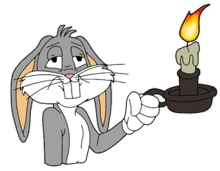 🕯 Bugs Bunny dibujos animados, conejo, vela, Looney Tunes, conejo telegram sticker