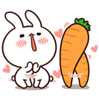 😍 Hase, Karotte, süß, Aufkleber, Illustration, Häschen telegram sticker