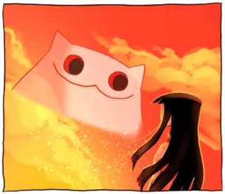 🌞 猫, アニメ, 夕焼け, 女の子, 風景, アート telegram sticker