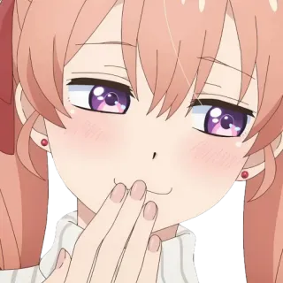 🕊 Anime, Ragazza, Sorrisetto, Carina, Capelli rosa, Personaggio whatsapp sticker