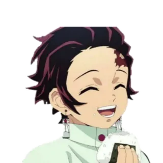 😆 Tanjiro Kamado Demon Slayer anime, Demon Slayer, Tanjiro Kamado, dibujos animados, personaje, sonriendo, lindo whatsapp sticker