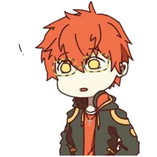 😦 anime, cartoon, boy, orange hair, glasses telegram sticker