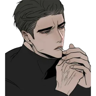 😒 남자, 담배, 흡연, 잘생긴, 진지한, 초상화 whatsapp sticker