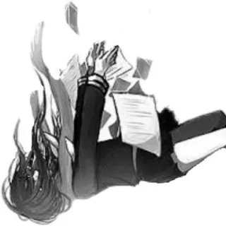 🌨 Anime, Mädchen, Fallen, Papiere, Schuluniform whatsapp sticker