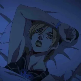 🧃 Jolyne Cujoh JoJo's Bizarre Adventure anime, jojo, jolyne, stone ocean, karakter, berbaring, potret telegram sticker