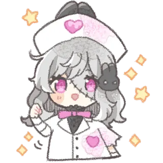 💪 Enfermera, Chibi, Lindo, Anime, Manga, Brillos, Corazones telegram sticker