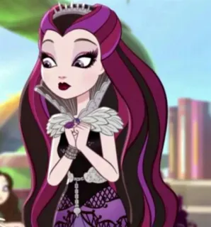 😐 Raven Queen Ever After High мультфильм, анимированный, подросток, фиолетовые волосы, тиара telegram sticker