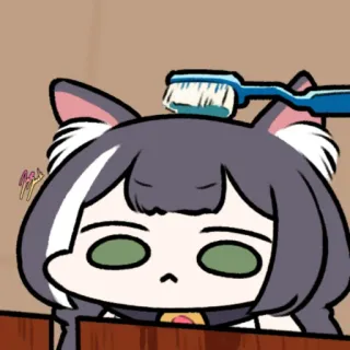 🙂 gatto, anime, carino, spazzolino da denti, spazzolatura, toelettatura telegram sticker
