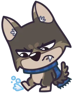 😠 lobo, desenho animado, animal, fofo, personagem, cachorro, cachecol telegram sticker