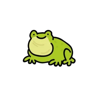😌 ếch, động vật, hoạt hình, lưỡng cư, xanh lá cây, dễ thương telegram sticker