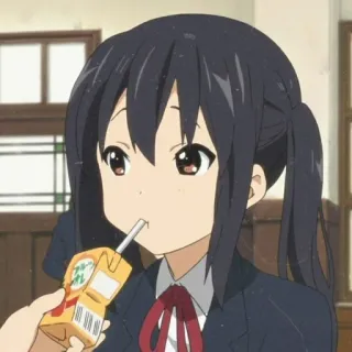 😋 Anime, Garota, Suco, Uniforme escolar, Bebendo, Desenho animado telegram sticker