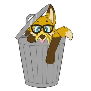 🗑 fox, trash can, glasses, cartoon, animal, furry, illustration telegram sticker