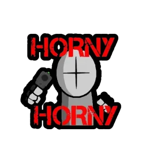 🥵 HORNY HORNY folie, arme, dessin animé, violence, texte telegram sticker