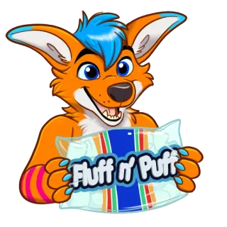 🙂 Fluff n' Puff Furry, Cartoon, Personnage, Animal, Renard, Nourriture, Snack, Friandise whatsapp sticker