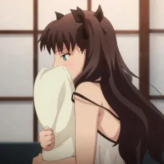 😳 Rin Tohsaka Fate/stay night Anime, Carino, Personaggio, Ragazza, Cuscino telegram sticker