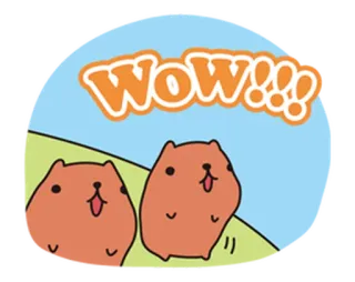 😍 Wow!!! capivara, fofo, animal, uau, feliz, exclamação telegram sticker