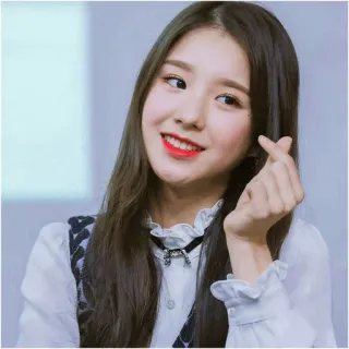 🍓 여자, 웃는, 한국, 손가락 하트, 인물 사진 telegram sticker