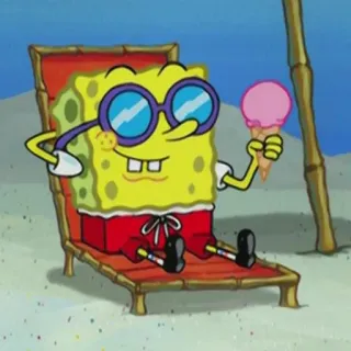 😎 SpongeBob SquarePants мультфильм, пляж, мороженое, солнцезащитные очки, отдых telegram sticker