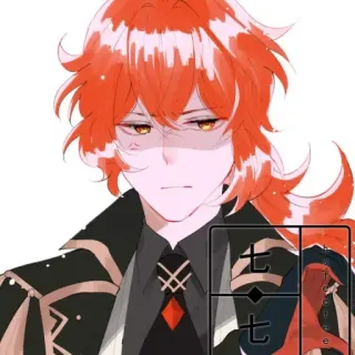 🍂 Diluc Genshin Impact 다이루크, 원신, 애니메이션, 캐릭터, 빨간 머리, 게임 telegram sticker
