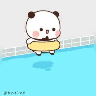 🙃 @hotlve panda, swimming, pool, cute, cartoon telegram sticker