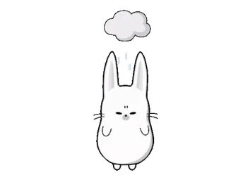 🌧 うさぎ, 悲しい, 雨, 雲, かわいい, 動物 telegram sticker