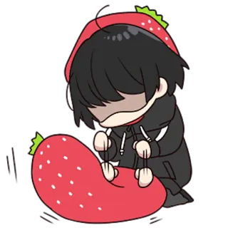 😡 fraise, sweat à capuche, dessin animé, animé, mignon, kawaii whatsapp sticker