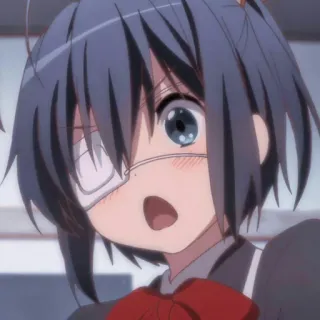 😤 Rikka Takanashi Love, Chunibyo & Other Delusions Anime, Chica, Linda, Parche en el ojo, Rikka Takanashi whatsapp sticker